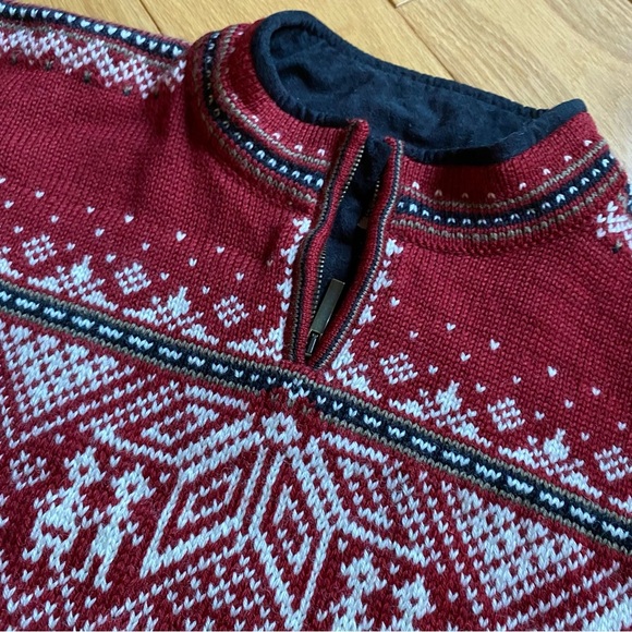 Vintage Dale of Norway Sport Solferino Wool Sweater Red Cross Zip Nordic Ski Vtg - Picture 3 of 12